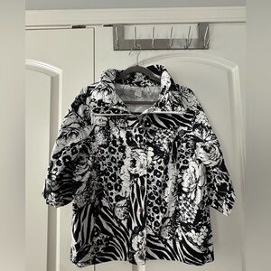 Women’s Black and White Floral Zebra Print Jacket